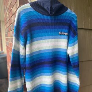 Vintage 90s mock collar striped sweater
